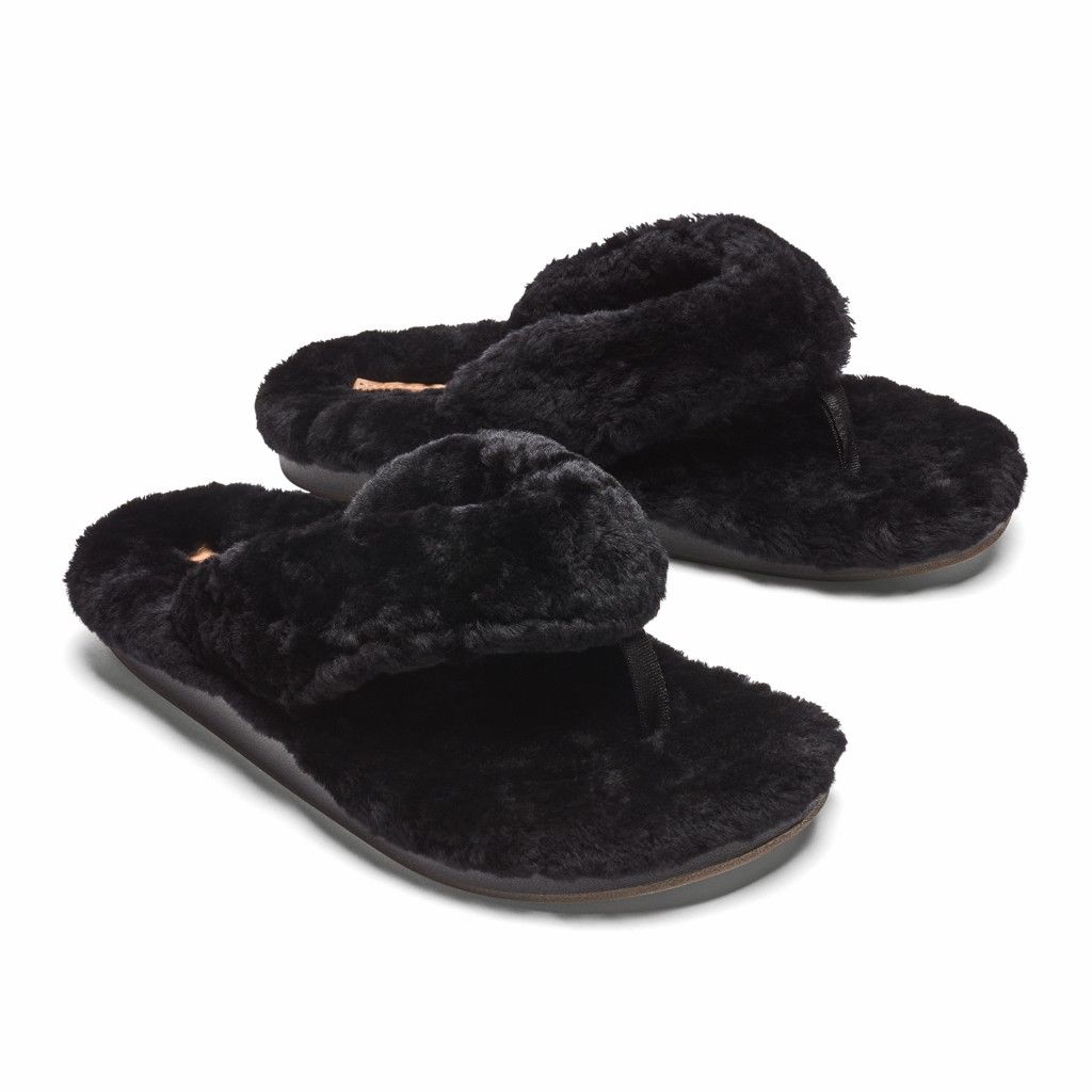 Zapatos Olukai Kīpe'a Heu - Pantuflas Mujer Negros 20260-987